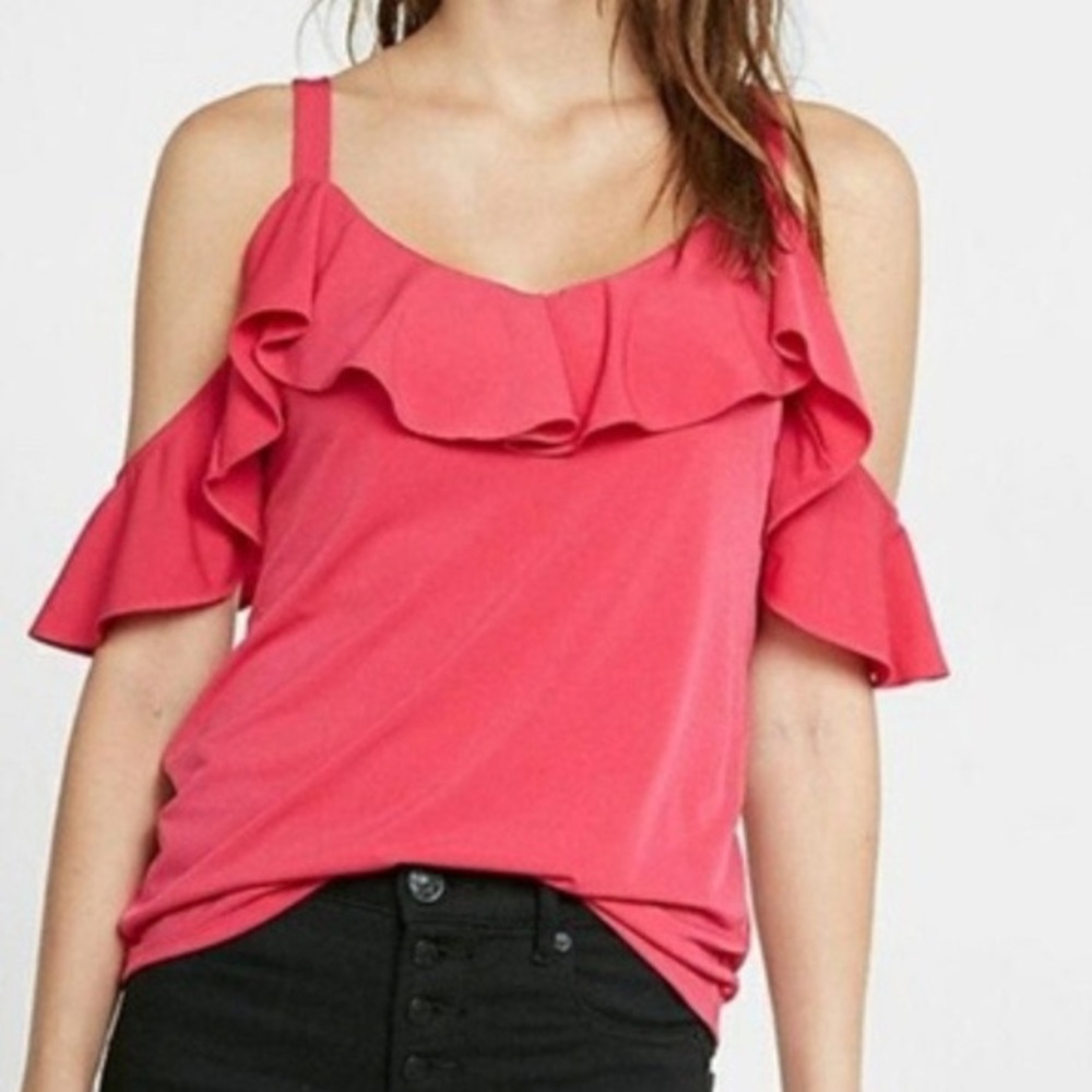 Express fuchsia cold shoulder tank top